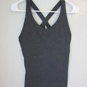 Prana Women's Dark Gray Racerback Athleisure Small Crisscross Back Top